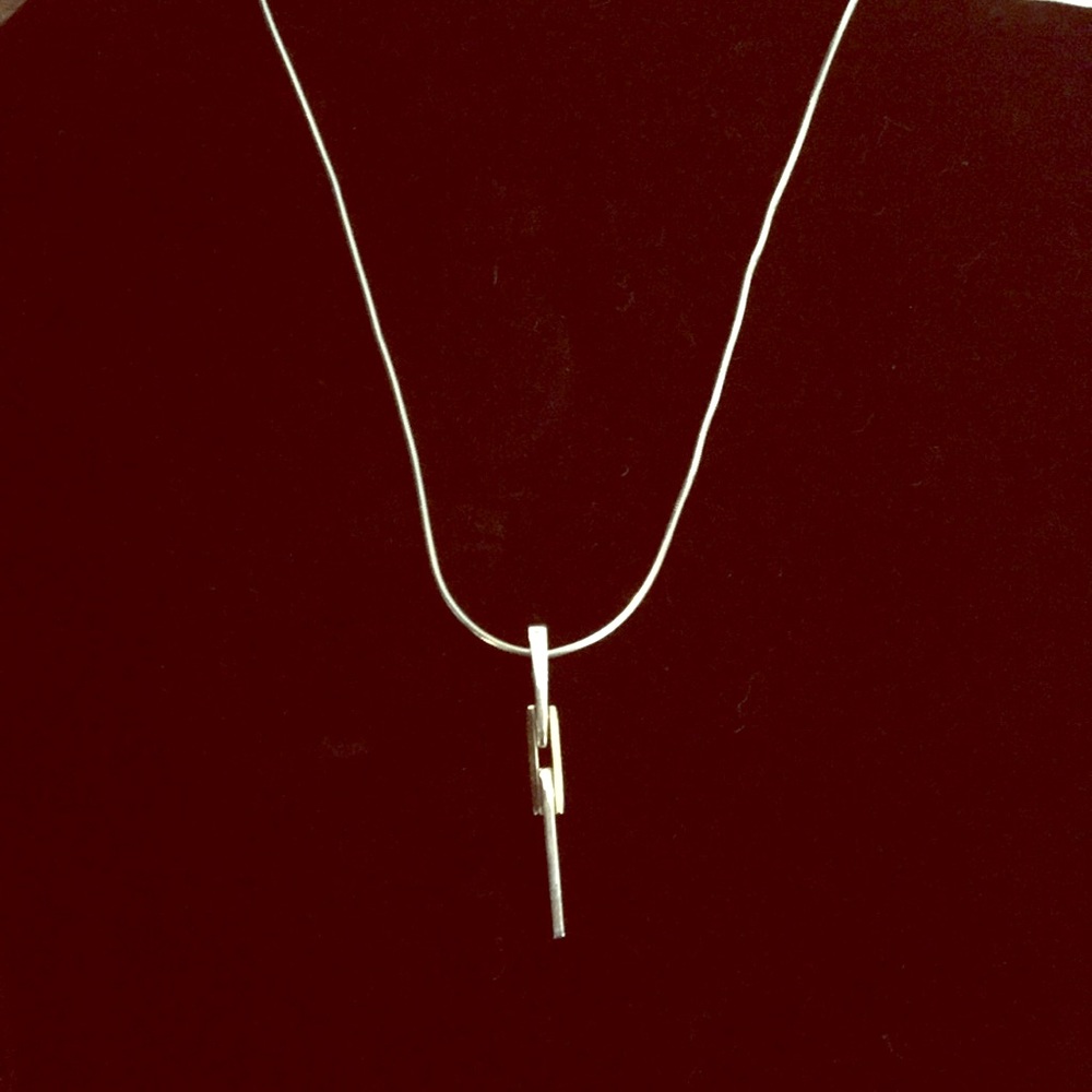 Movado Sterling Silver and Gold Pendant Necklace